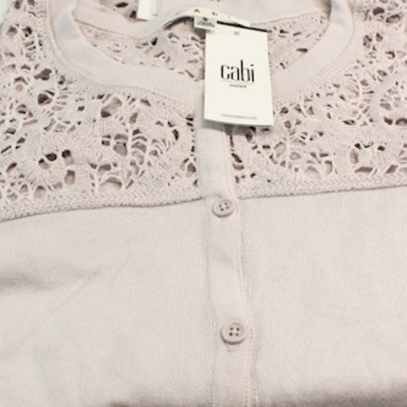 CAbi Lilac Lace Yoke Cardigan - Picture 3 of 4